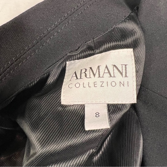 Armani Collezioni Women Blazer Virgin Wool Sz 8 Black  Button Jacket Italy 70124